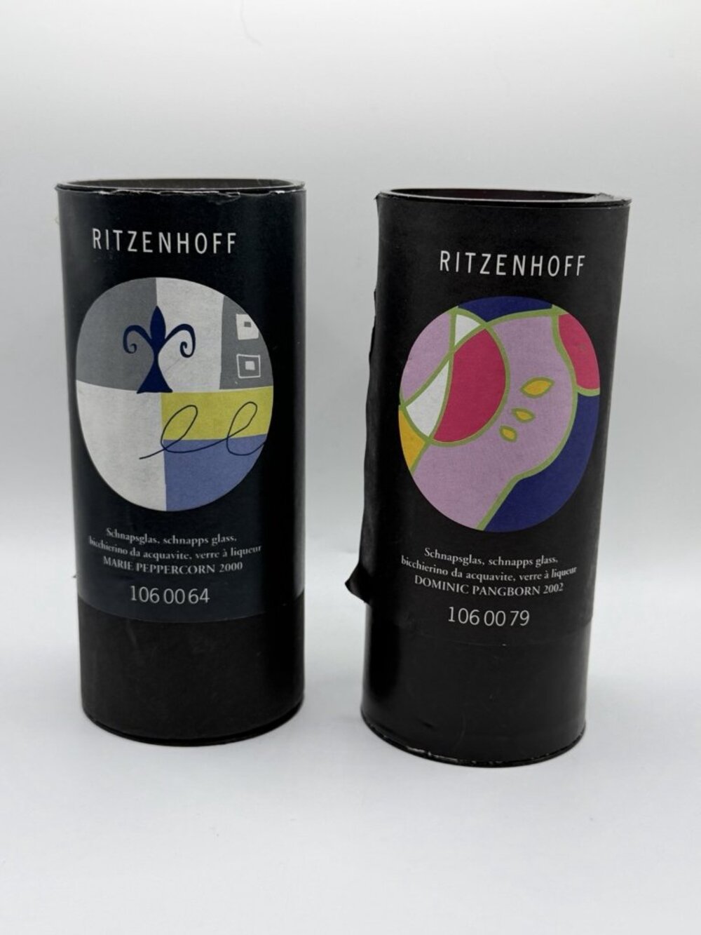 2 Ritzenhoff Schnapps Glasses Artists Dominic Pangborn Marie Peppercorn 2002